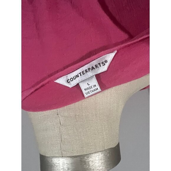 Counterparts Feminine Pink Large L Blouse Key Hole Lace Tie Long Bell Sleeves - Picture 4 of 5